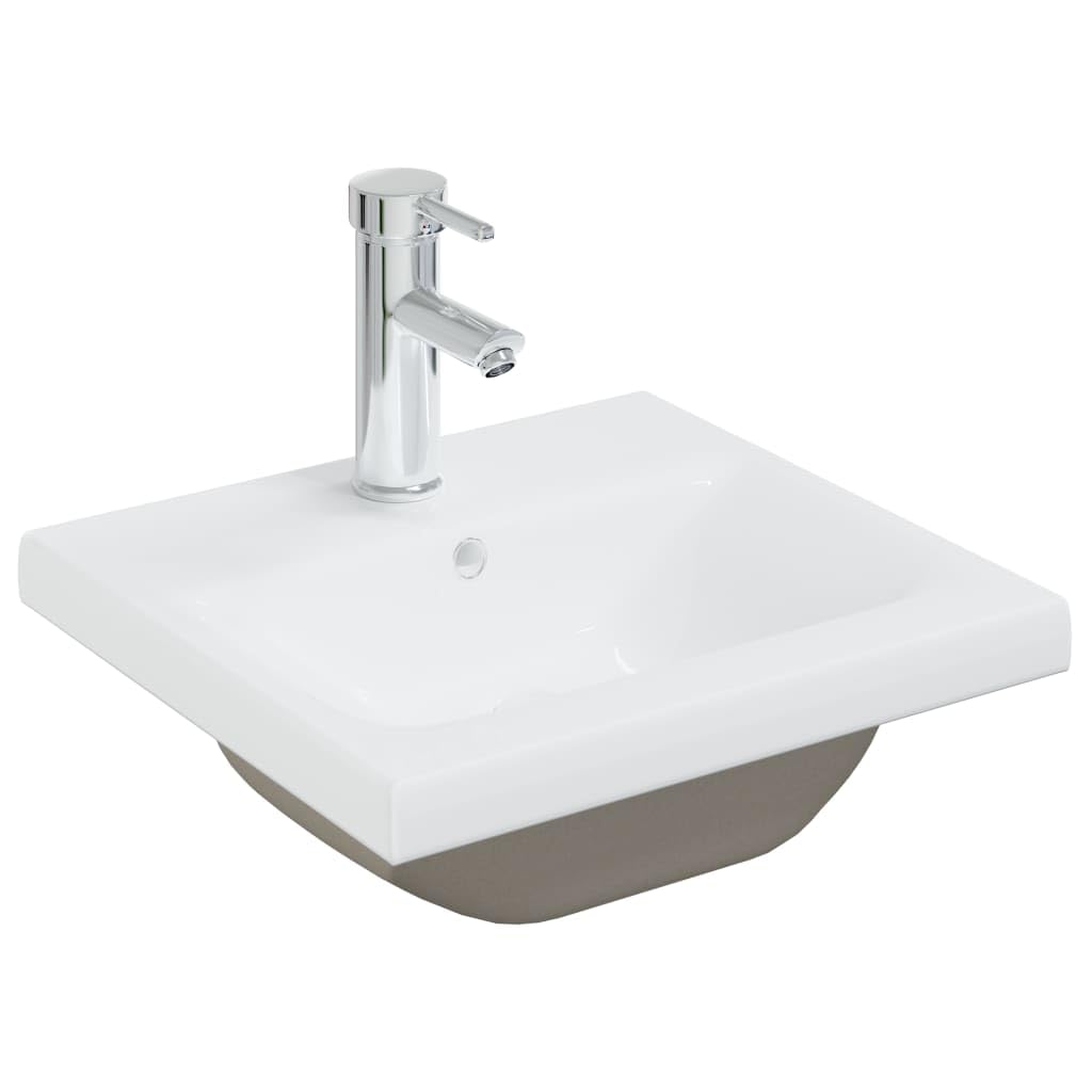 Lavabo de baño empotrado con grifo 42 cm cerámica blanca 02_0002795