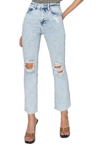 SALT TREE Risen Jeans - High Rise Knee Distressed Ankle Jeans - RDP5756