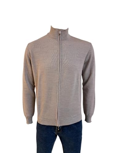 Veste zippée homme laine mérinos extra fine Pamira gilet italien en maille riz H740Z