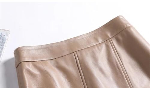 Women Spring Autumn Fashion Genuine Leather Midi Wrap Skirt Long Slim Sheepskin Irregular Skirts3