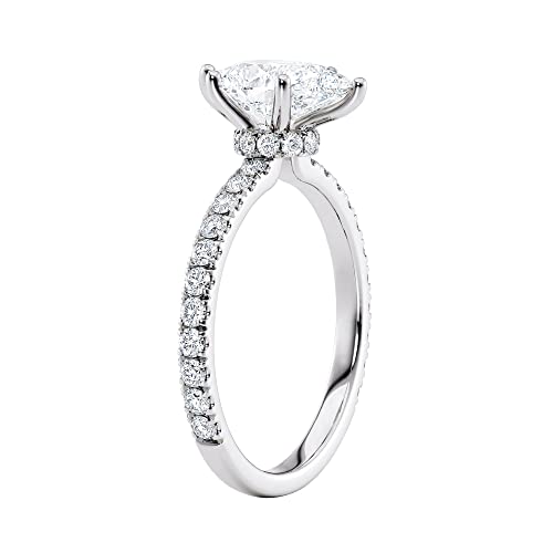 Diamond Wish IGI Certified 1 to 2 Carat Marquise Cut Lab Grown Diamond Ribbon Halo Engagement Ring for Women in 14k Gold with Side Stones (G-H, VS-SI, cttw) Wedding Promise Ring Size 4 to 92