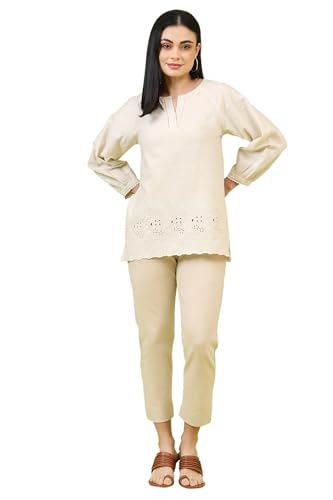 Top fusion brodé Schiffli off-white en dentelle haute qualité W
