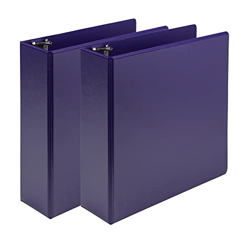 Image of Samsill Earth's Choice, Durable Fashion Color 3 Ring View Binder, 3 Inch Round Ring, Up to 25% Plant Based Plastic, Eco-Friendly, USDA Certified Biobased, Purple, Value 2 Pack (U86808)