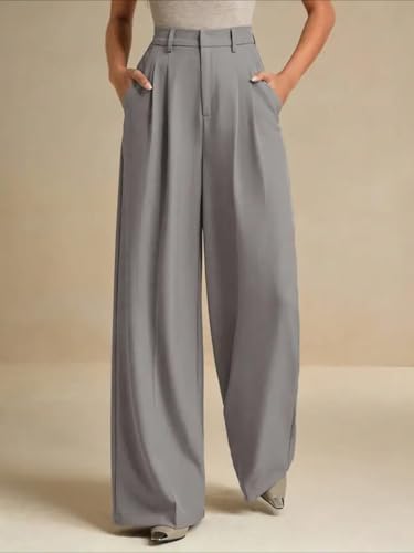 Image of KOTTY Womens Solid Straight fit Pleated Front Office Wear Pant