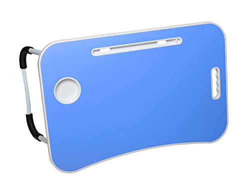 SitRight Foldable Tablet and Lap Desk with Cup Holder. Kids Lap Tray. Lightweight but Easily fits 17” Laptop. Desk for Bed. Table Stand for Couch. Art Table. Children and Adults (Blue)