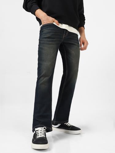 Image of Urbano Fashion Men's Stretch Fit Mid Rise Washed Bootcut Jeans Stretchable