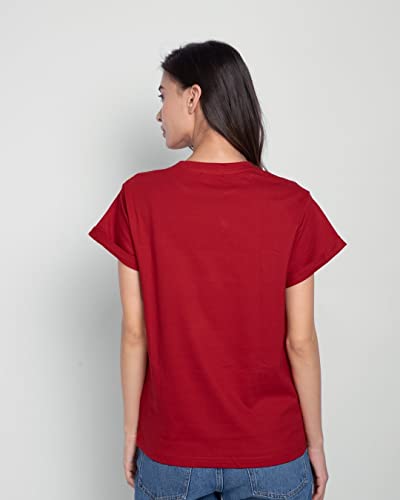 Image of Bewakoof Official Friends Merchandise Women's Typography Boyfriend Fit Half Sleeve Round Neck Cotton T-Shirt
