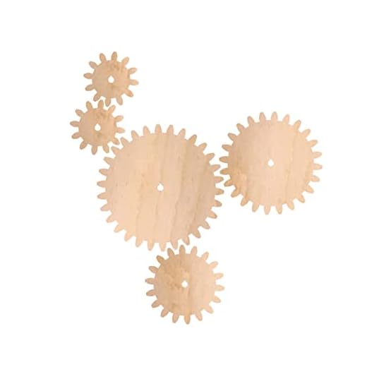 Set of 5 Wooden Interchangeable Wood Gears. Works for DIY Craft Project, Wall decor, or Functional Mechanisms 1/4" Thick Wood.