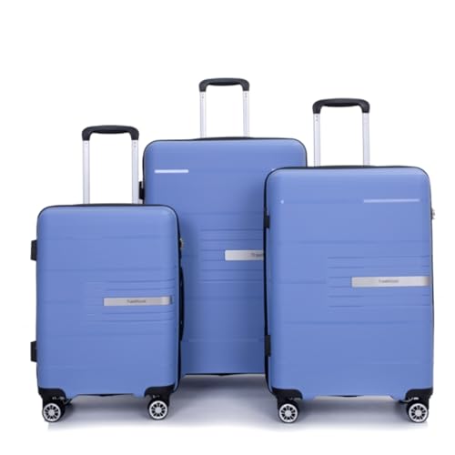 3 Pieces of Luggage, Suitcase, Luggage Set, Trolley, Travel Case, with Spinner Wheels, Combination Lock, 20/24/28 Inches,Purplish Blue
