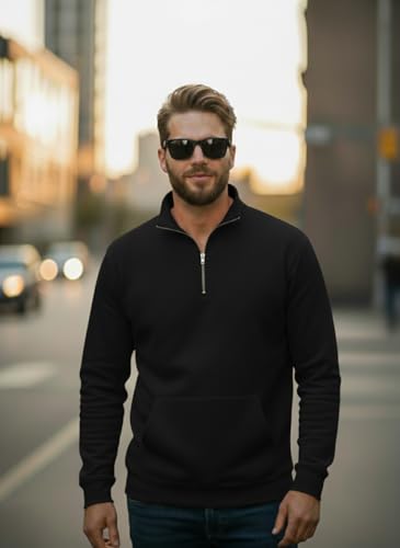 Image of Mack Jonney Men's Fleece Half-Zip High Neck Sweatshirt | Warm & Stylish Winter Wear -JM4380