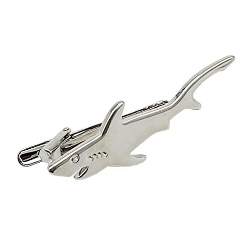 Shark Tie Clip,Meshow Men's 2.75 Inches Metal Shark Tie Clip Bar With Gift Bag,Perfet For Regular Tie For Men Novelty 316L Stainless Steel Tie Clip Bar Pin (Silver Shark) #TOP3