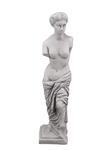 gartendekoparadies.de Statua in pietra massiccia Venere di Milo, altezza 73 cm, ingombro 16 x 17 cm, grigio, peso 18 kg, in pietra colata resistente al gelo