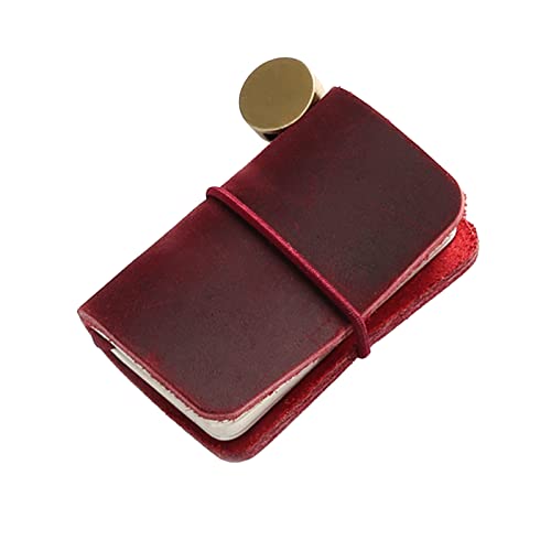 NXACETN Mini cuadernos portátiles, cuaderno de bolsillo, mini cuaderno vintage, pequeño cuaderno, básico clásico, cuaderno de papel grueso para diario de viaje, color rojo vino Cover