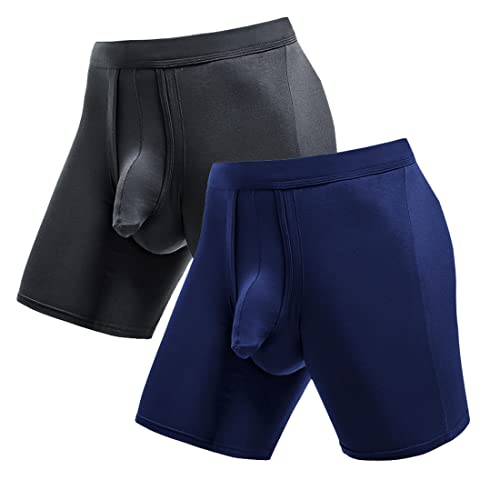 Ouruikia Men's Underwear Boxer Briefs AntiChafing Long Leg Mens Boxer Briefs Tagless Boxer