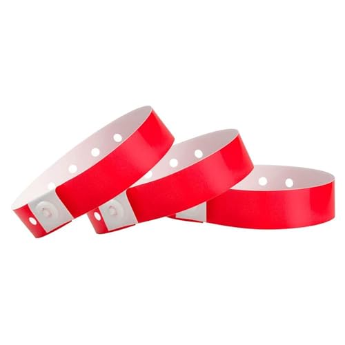 Image of 100 WristCo Neon Red Plastic Wristbands for Events