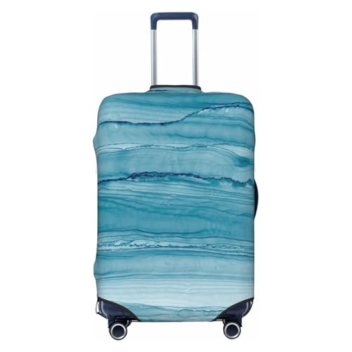 Teal Turquoise Fluid Stripes Print Luggage Covers For Suitcase,Elastic Washable & Stretchable Suitcase Covers For Luggage, Anti-Scratch - Fits 18-32 Inch Luggage-No Luggage Included