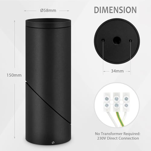 Aufbauspot Schwarz - Schwenkbar Aufbaustrahler mit GU10 Fassung - Aufbauleuchte aus Aluminium Runde Deckenspots Aufputz Spots Verstellbare Deckenstrahler für Wand & Decke, 58 x 150mm,Ohne Leuchtmittel