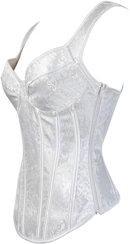 Women's Lace up Gothic Jacquard Shoulder Straps Tank Overbust Shaper Corset Bustiers Top3