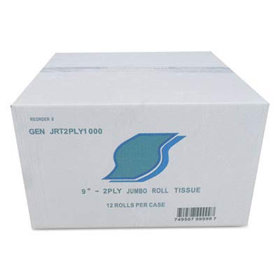 GENJRT2PLY1000 Jumbo Bath Tissue, 2-Ply, White, 9 in Diameter