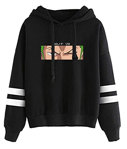 HAOSHENG Mujer Hombre Sudadera con Capucha One Piece Luffy Impresa Casual Hoodie con Striped(2XS) Cover