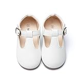Bellocasa Mary Jane Little Girls Dress Shoes Toddler Baby Ballet Flats Flower Girls Wedding Party Bow Princess Kid Shoes(JY1808 White,21)