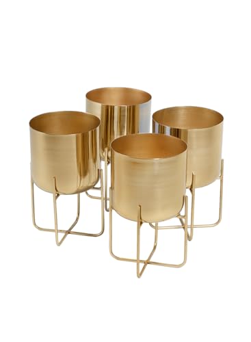Serene Spaces Living (Set of 4 Short Gold Planter with