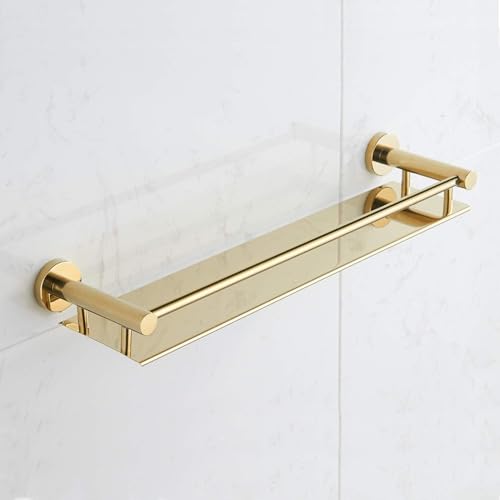 Image of Oslen Bathroom Shelf Stainless Steel Wall Mounting Rack Organizer Storage Shelves for Kitchen Bathroom Accessories Rack Shelf, Gold (15 * 5 INCH)