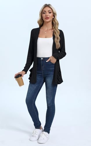 Image of MLXSJ Women's Cardigan Lightweight Long Sleeve Open Front Cardigans with Pockets