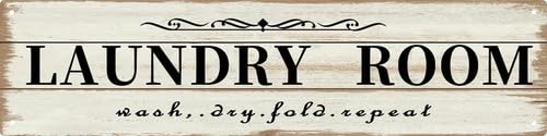 Horienteeon Laundry Room Decor Sign 10x40cm Metal Rustic Farmhouse Laundry Room Sign Wash Dry Fold Repeat Wall Decor for Home