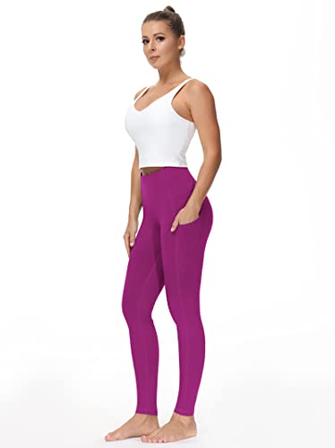 Image of THE GYM PEOPLE Thick High Waist Yoga Pants with Pockets, Tummy Control Workout Running Yoga Leggings for Women