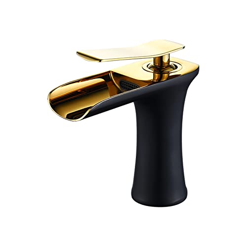 Robinet de salle de bain cascade noir mitigeur lavabo 1 trou