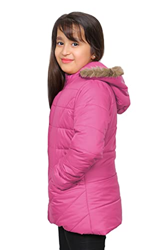 Image of Brazo Full Sleeve Bomber Winter Wear Jacket For Girls Navy | Red | Pink. Winter Hooded Sweatshirt / Puffer Sweater Jacket / Fur Jacket / Girl Cardigan Coat / Water Resistant Quilted Jacket to keep your kid warm and comfortable. (Age range 5-11 years )