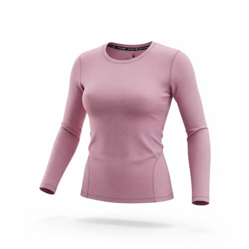 Spyder Womens Micro French Terry Long Sleeve Crew Neck Base Layer Thermal Top, Mauve, X-Large