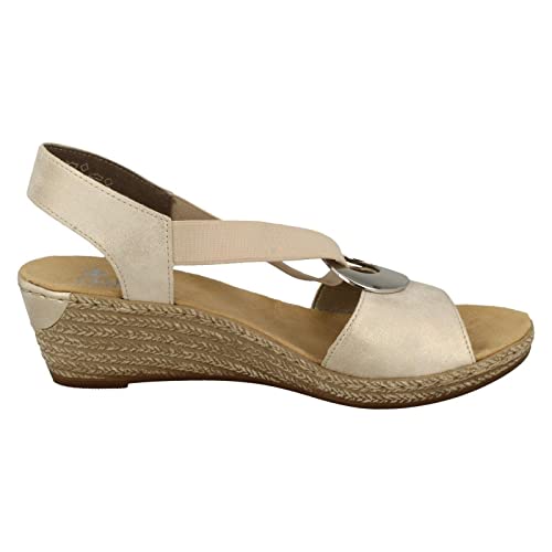 Image of Rieker 624H6 Fanni Women's Wedge Sandals - Lightweight, Comfortable and Supportive - Slip On Sandals with Cushioned Insole and High Wedge for Everyday Stylish Wear