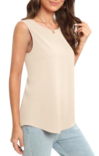 Image of Women's Sleeveless Chiffon Tank Top Business Casual Blouse Tunic Top