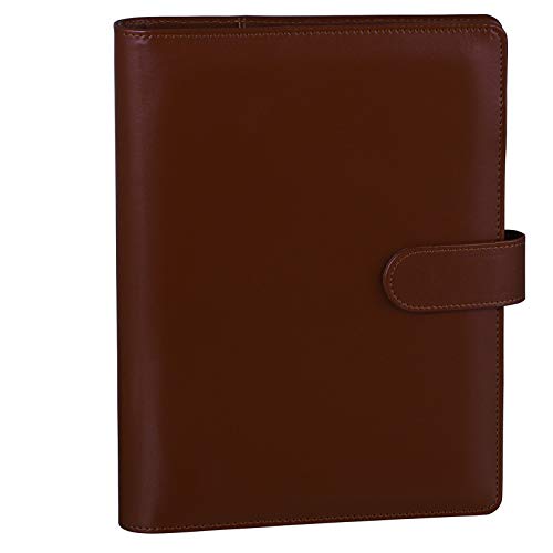 Image of Antner A5 Binder 6 Ring Refillable Notebook Planner Cover for A5 Refill Paper, PU Leather Small Binder Budget Planner Photocard Holder Loose Leaf Personal Organizer with Magnetic Buckle, Brown