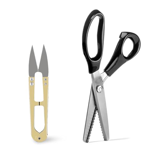 KZIYKW 2 Unidades Tijeras dentadas,Costura Profesional, Tijeras zig Zag para Tela, para Cortar...