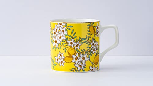 GOLDEN QUEEN'S Bone China Handcrafted Yellow Lemon Tea & Coffee Cups - Set Of 6 | Perfect For Daily Use, Elevate Your Tea And Coffee Experience | 24 Carat Gold On Rim | 200 Ml