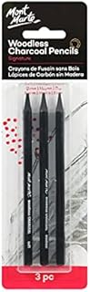 Mont Marte Charcoal Pencils Set - 3 Pieces - Black Charcoal with Different Degrees of Hardness - Ideal Charcoal Pencils for Impressive Drawings - Perfect for Beginners, Professionals and Artists