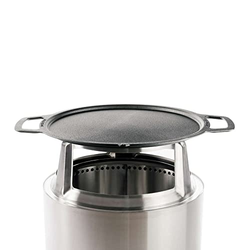 Solo Stove Bonfire Griddle + Hub, Cast Iron Cookware with Stainless steel Hub for 8” Elevation, Addition to Bonfire fire pit, Weight: 19.5lbs, Cooking surface diameter 17.75"