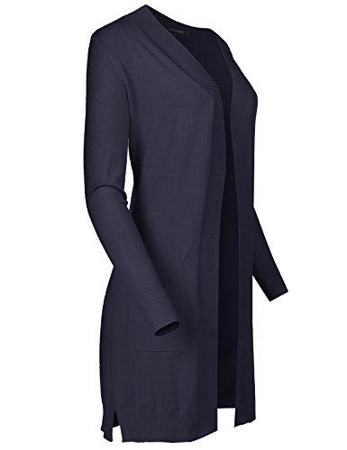 Women's Solid Soft Stretch Long-line Long Sleeve Open Front Knit Cardigan2
