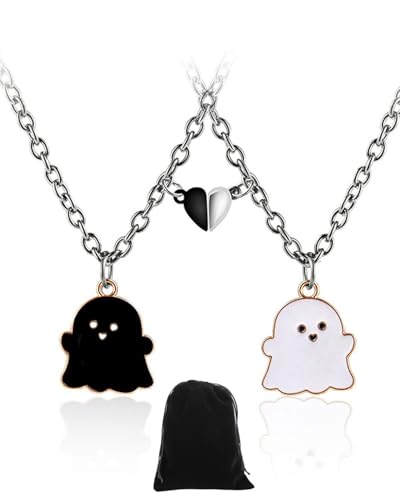 KGDUYC Bff Collana dell'amicizia per Bimba Ragazza, Catena Collana Donna Argento, Collana Con Ciondolo fantasma per Regalo Donna Laurea Compleanno Regali Amica(2 Pezzi)