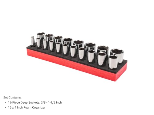 Image of TEKTON 1 /2 Inch Drive 6-Point Socket Set, 19-Piece | SHD92802