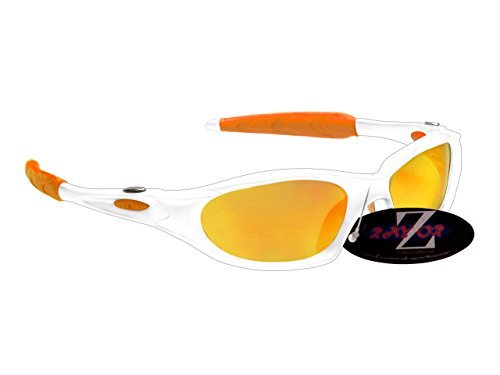 Ray-Zor Rayzor professionnel léger UV400 Blanc SPORTS Wrap Ski Lunettes de soleil, avec une médaille d'or Iridium miroir anti-éblouissement objectif