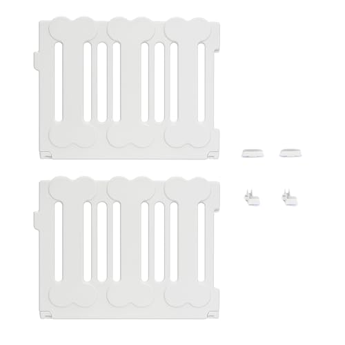 Lucky Muffin 2-Panel Add-On Set | Fits 4/6/8/10 Panel Dog Playpens – Lightweight Plastic Fence Panels with Connectors (White)