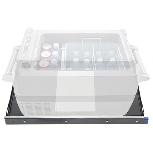 KUAFU Fridge Slide (Inner 29.3 x 18.7in) Compatible with 28 to 65L Fridges/Coolers, Universal Portable Vehicle Refrigerator Freezer Slide Mount, W/4 Buckle Straps, 280 LBS