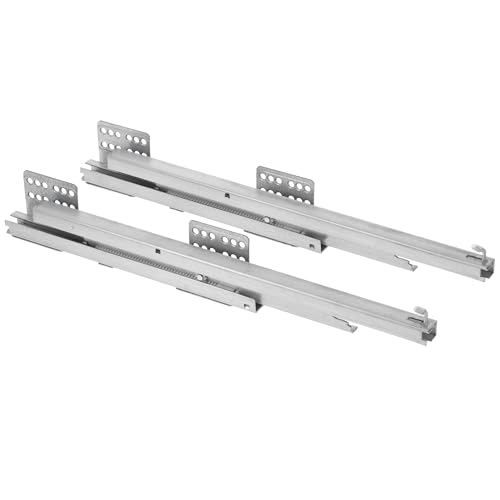 GTV - Rieles de guía Movic Pro para armario de 150/200 mm, riel lateral derecho, extensión completa con cierre suave, montaje bajo suelo, acero, guía silenciosa para muebles