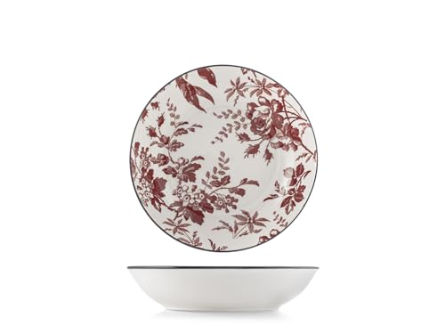 H&H Set mit 6 Suppentellern „Elizabeth“ aus rot dekoriertem...