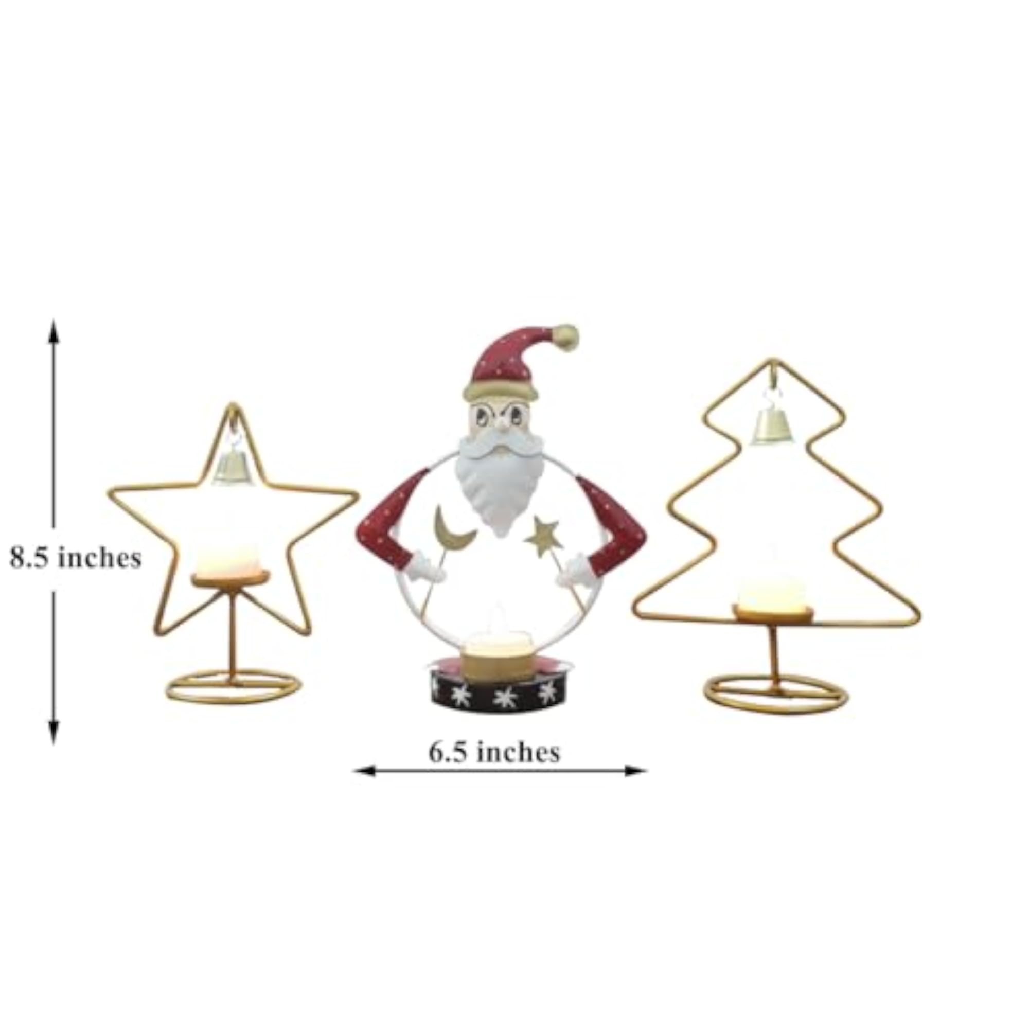 Premium Christmas Candle Holder Set with Santa Figurine