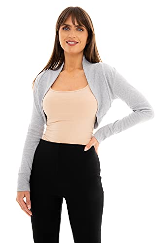 Image of Loxdonz Women Long Sleeve Bolero Shrug Cropped Cardigan Crop Top